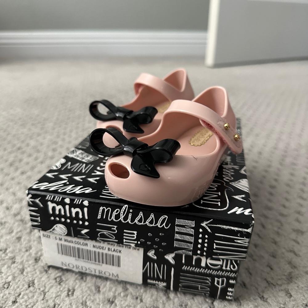 Mini Melissa Kids Pink and Black Mary Jane’s